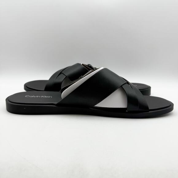 Calvin Klein Mens Elon Slip On Sandals US 13 M Black Vegan Leather NIB - Picture 4 of 12